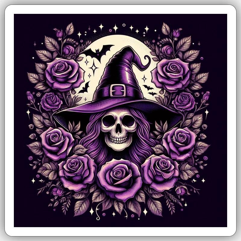 Sorcière du crâne - Sticker taille S (10 x 10 cm) - blanc mat