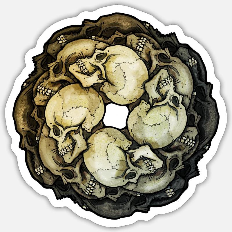 Schädel Kranz Sticker Größe S (10 x 10 cm)