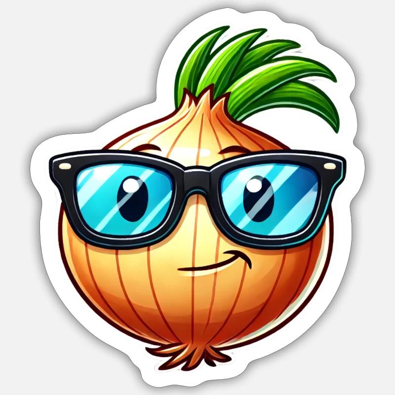 Cool onion – stylish vegetable design - Sticker size S (10 x 10 cm) - white matte