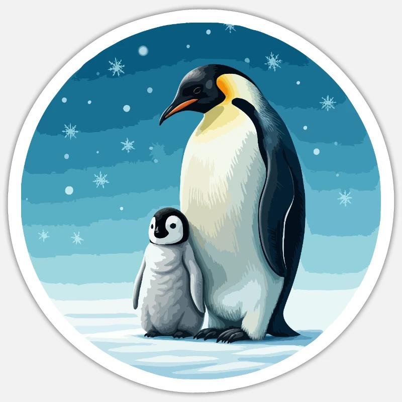 Emperor penguin with child - Sticker size S (10 x 10 cm) - white matte