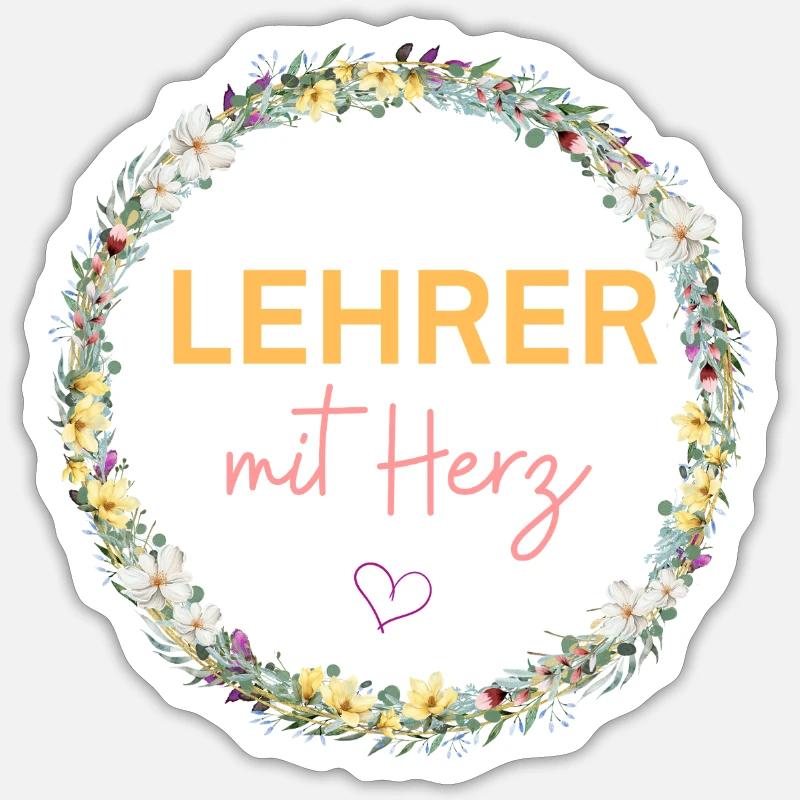 Lehrer mit Herz! Personalisierbares Design - Sticker Größe S (10 x 10 cm) - Mattweiß