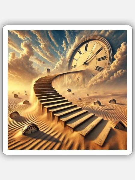 Die Treppe ins Nichts - Sticker Größe S (10 x 10 cm) - Mattweiß