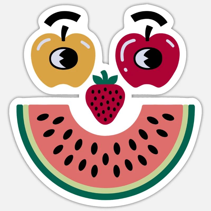 Frucht Gesicht - Sticker Größe S (10 x 10 cm) - Mattweiß