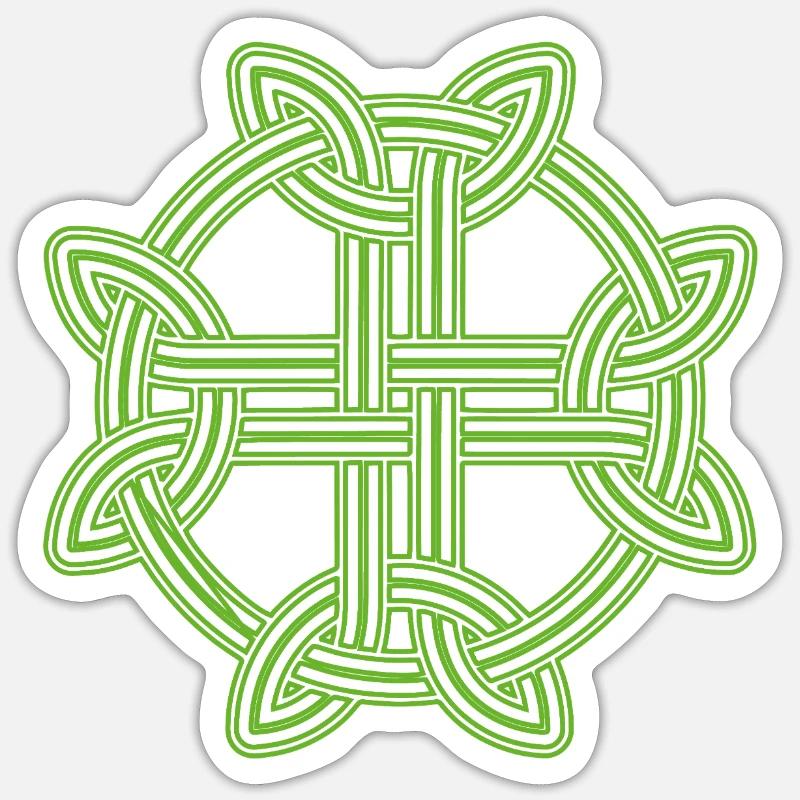 Celtic Cross Pattern Neon Green - Sticker size S (10 x 10 cm) - white matte