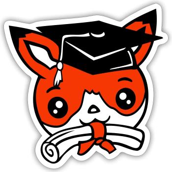 Fox High School Graduation Graduation Certificates College Hat - Sticker size S (10 x 10 cm) - white matte - Front
