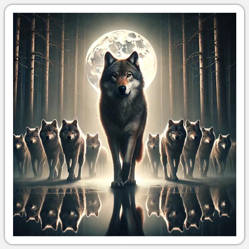 Leitwolf - Sticker Größe S (10 x 10 cm) - Mattweiß