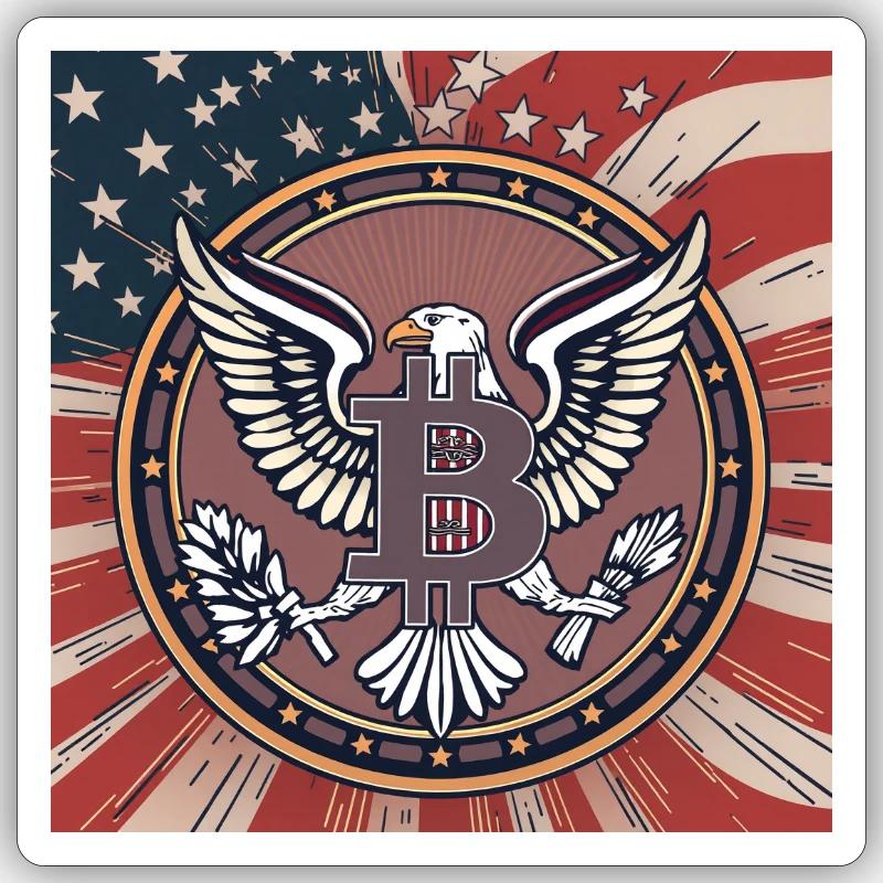 Bitcoin, USA, eagle - Sticker Größe S (10 x 10 cm) - Mattweiß