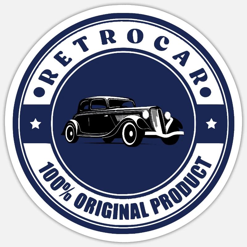 Retro-Auto - Sticker Größe S (10 x 10 cm) - Mattweiß