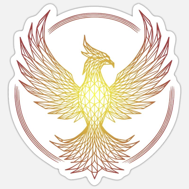 phoenix de feu polygonal - Sticker taille S (10 x 10 cm) - blanc mat