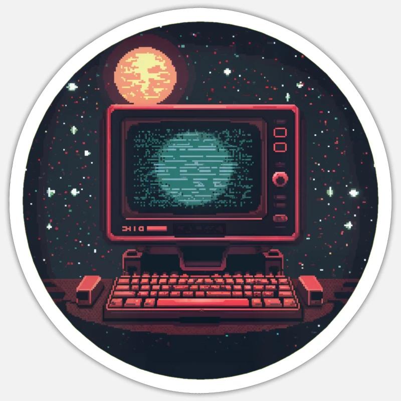 Galaxy Computer - Sticker Größe S (10 x 10 cm) - Mattweiß