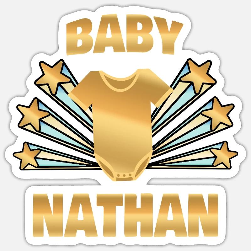 Nathan als Geburt - Sticker Größe S (10 x 10 cm) - Mattweiß