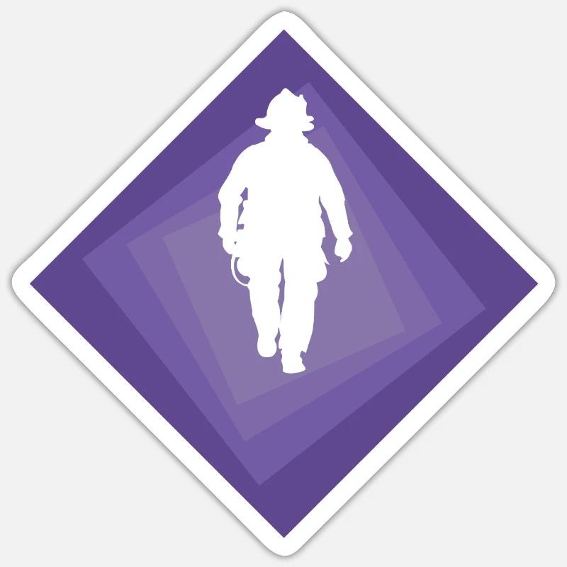 Feu bleu pompiers - Sticker taille S (10 x 10 cm) - blanc mat