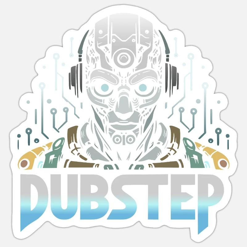 dubstep cyborg - Sticker taille S (10 x 10 cm) - blanc mat