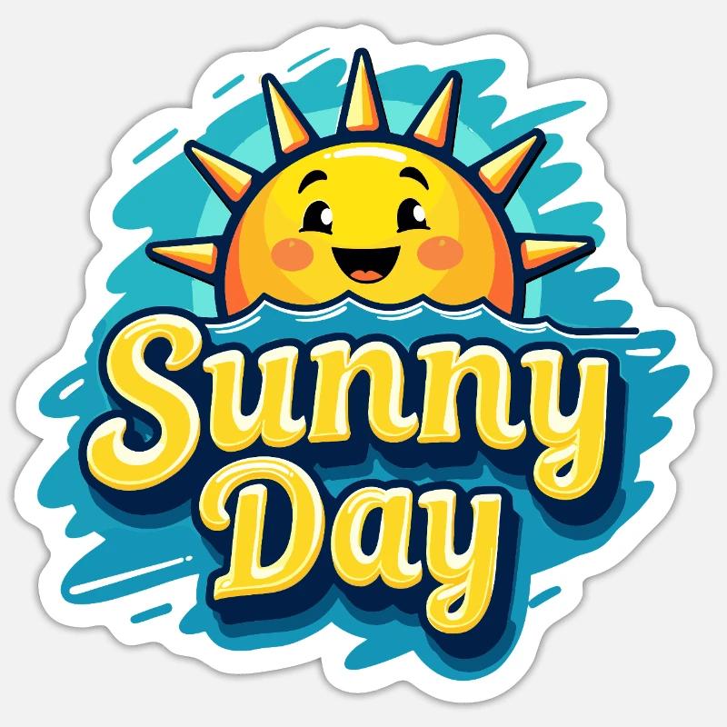 Sunny Day Sonne S - Sticker Größe S (10 x 10 cm) - Mattweiß
