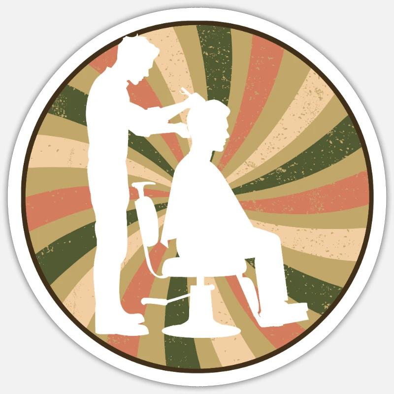 Coiffeur Coiffure - Sticker taille S (10 x 10 cm) - blanc mat