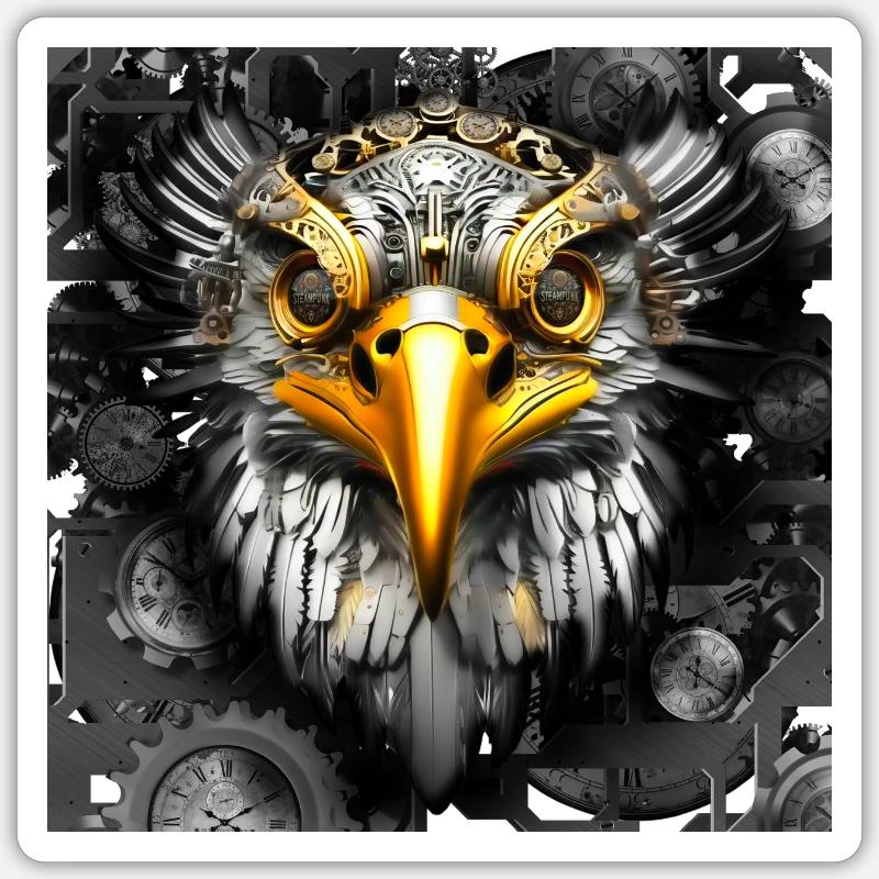 Steampunk Retro Style Greifvogel Sticker Größe S (10 x 10 cm)
