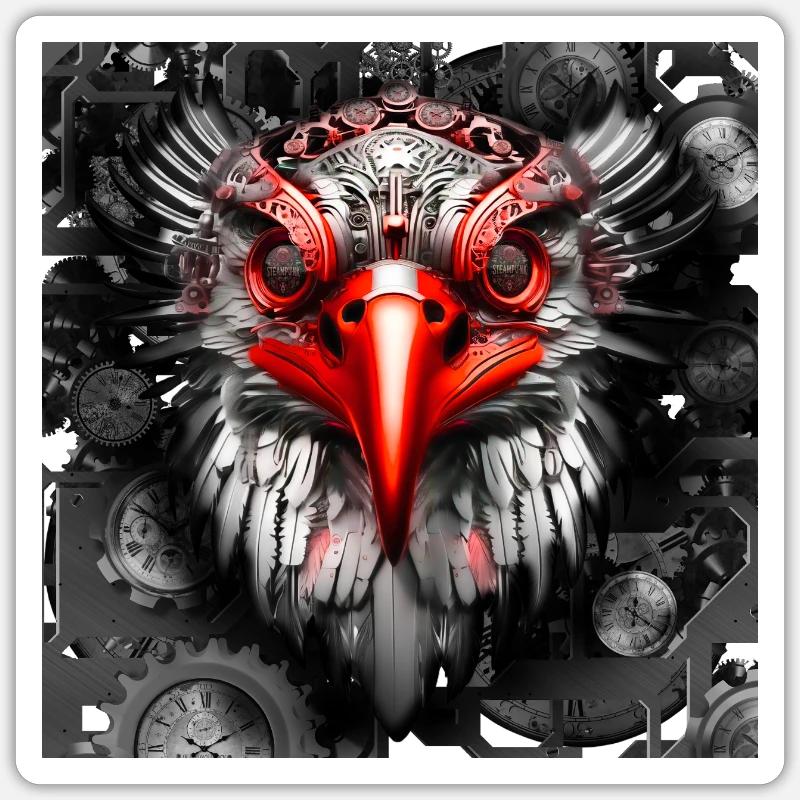 Steampunk style rétro Eagle Sticker taille S (10 x 10 cm)