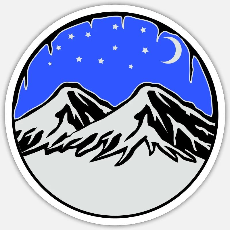 Ciel étoilé montagnes Sticker taille S (10 x 10 cm)