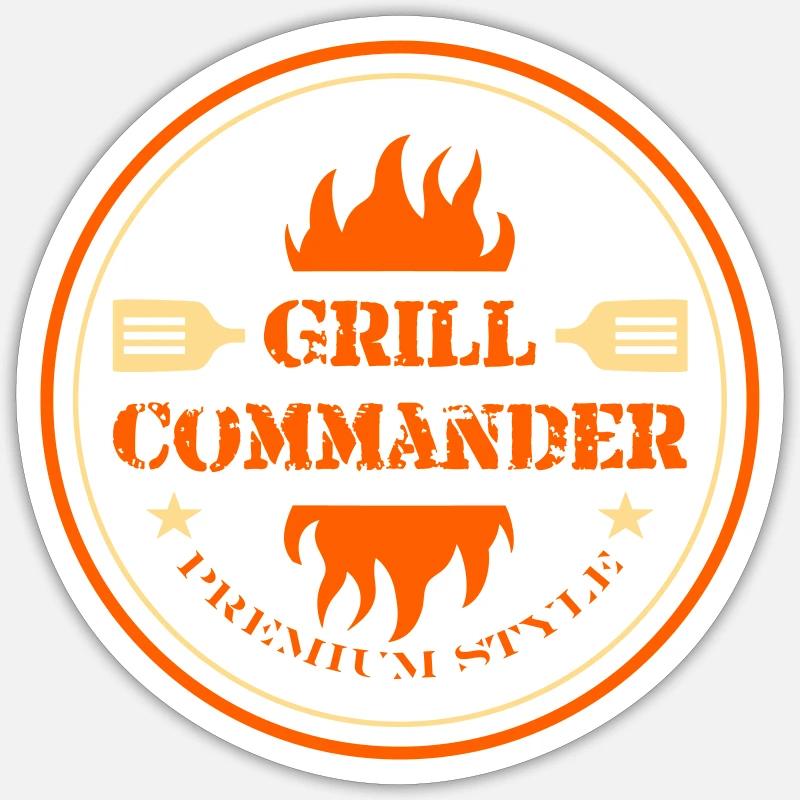 Grill Commander - Sticker Größe S (10 x 10 cm) - Mattweiß