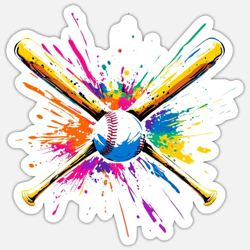 Batte de baseball multicolore Sticker taille S (10 x 10 cm)