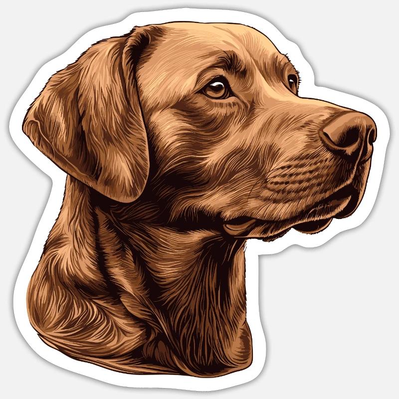 Labrador brun - Sticker taille S (10 x 10 cm) - blanc mat