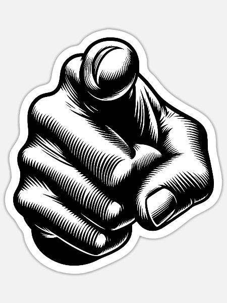 Klassischer ikonischer Fingerzeig Handgeste - Sticker Größe S (10 x 10 cm) - Mattweiß