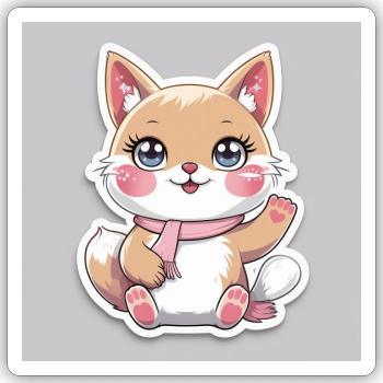 Kawaii Cheerful Animal Sticker - Sticker size S (10 x 10 cm) - white matte - Front
