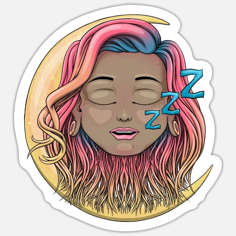 visage endormi - Sticker taille S (10 x 10 cm) - blanc mat