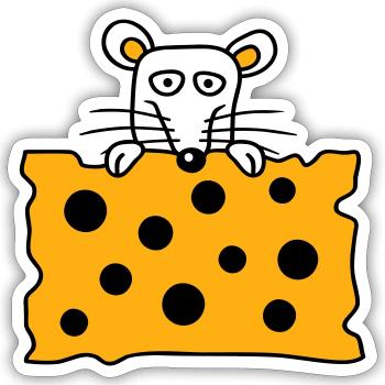 Souris Rat Derrière De Grands Trous Fromage Semble Drôle - Sticker taille S (10 x 10 cm) - blanc mat - Devant