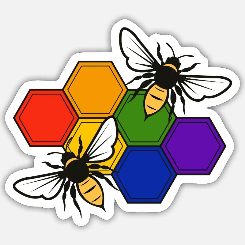 PrideBee - Sticker Größe S (10 x 10 cm) - Mattweiß