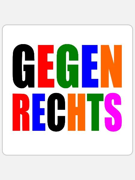 Gegen rechts - Sticker Größe S (10 x 10 cm) - Mattweiß