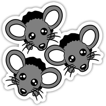 3 souris Trou mural Trou de souris Trois amis Équipe Équipage - Sticker taille S (10 x 10 cm) - blanc mat - Devant
