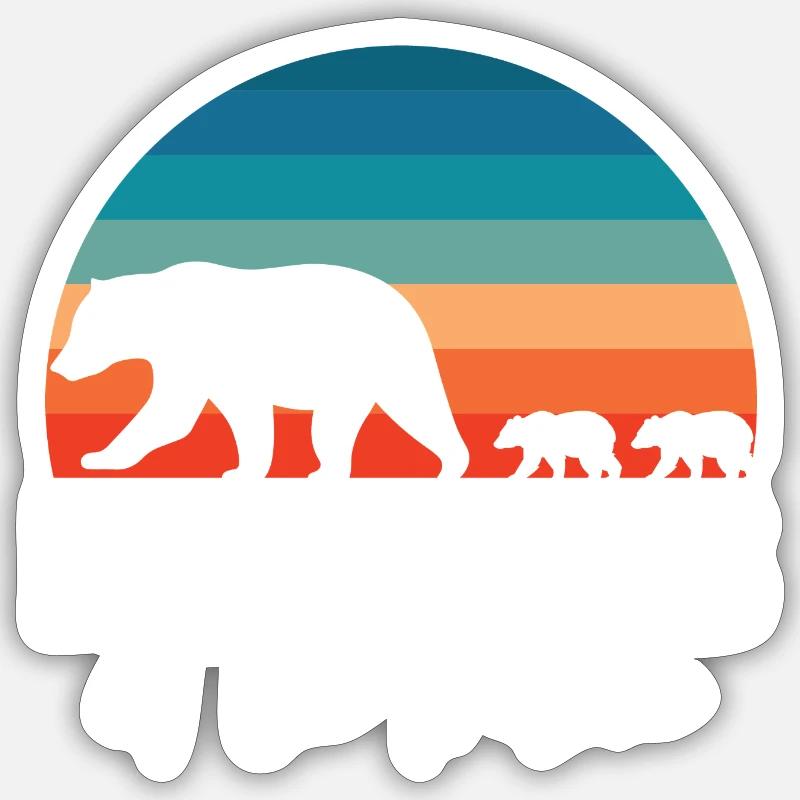 Papa ours - Petits ours - Sticker taille S (10 x 10 cm) - blanc mat