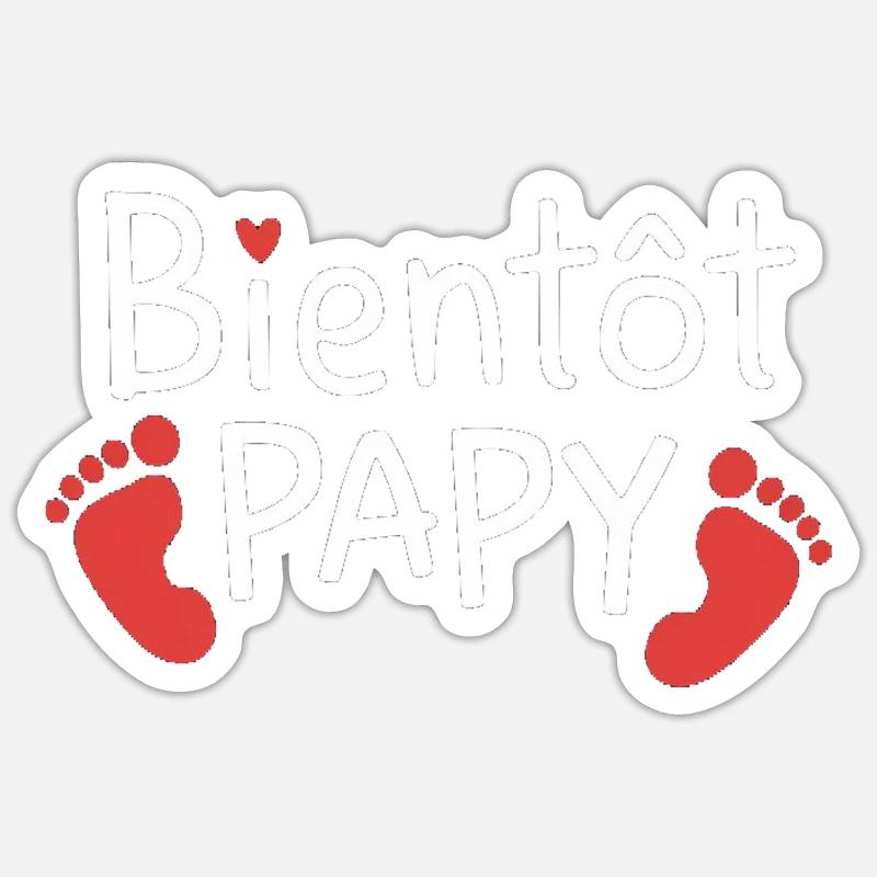 Bientôt Papy - Sticker taille S (10 x 10 cm) - blanc mat