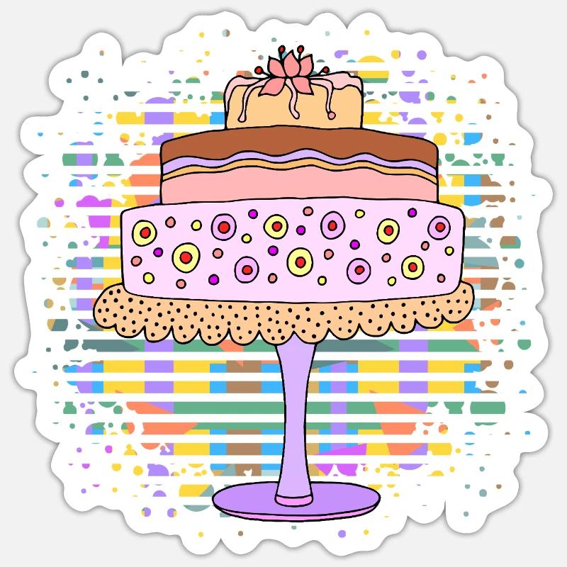 Gâteau - Sticker taille S (10 x 10 cm) - blanc mat