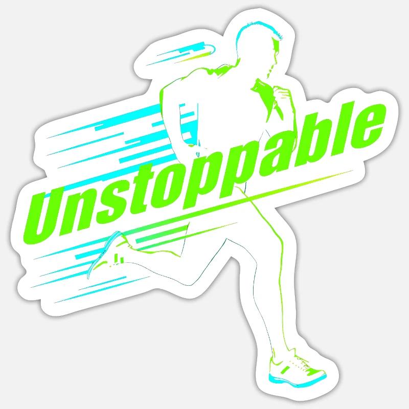 Running design - "Unstoppable" - Sticker size S (10 x 10 cm) - white matte