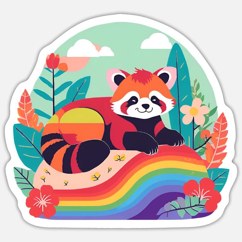 Rainbow Panda at Rest - Sticker size S (10 x 10 cm) - white matte