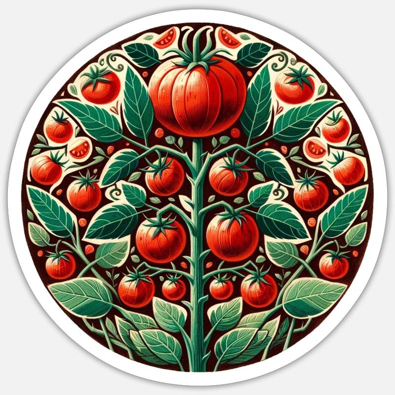 Tomate Farmer Tomates Art - Sticker taille S (10 x 10 cm) - blanc mat
