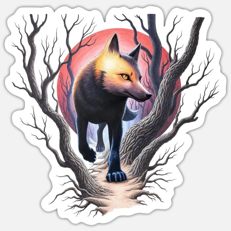 Fuchs auf der Jagd Sticker Größe S (10 x 10 cm)