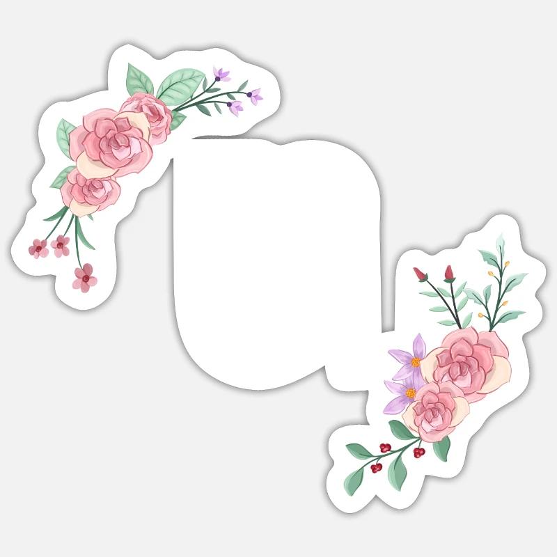 Rosa Blumenbuchstabe c - Sticker Größe S (10 x 10 cm) - Mattweiß