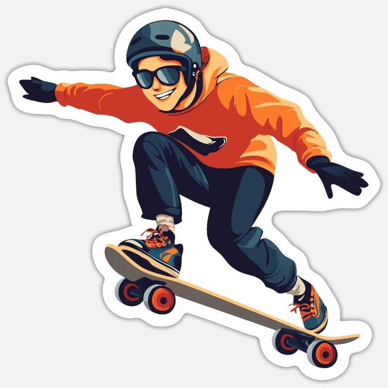Skateboard Tricks - Sticker Größe S (10 x 10 cm) - Mattweiß