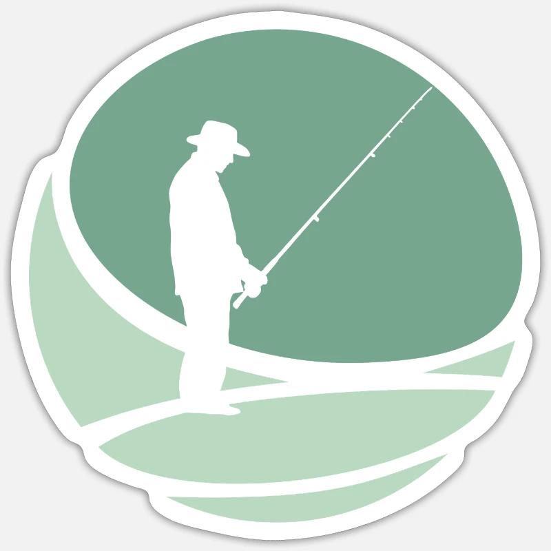 Pêcheur pêcheur - Sticker taille S (10 x 10 cm) - blanc mat
