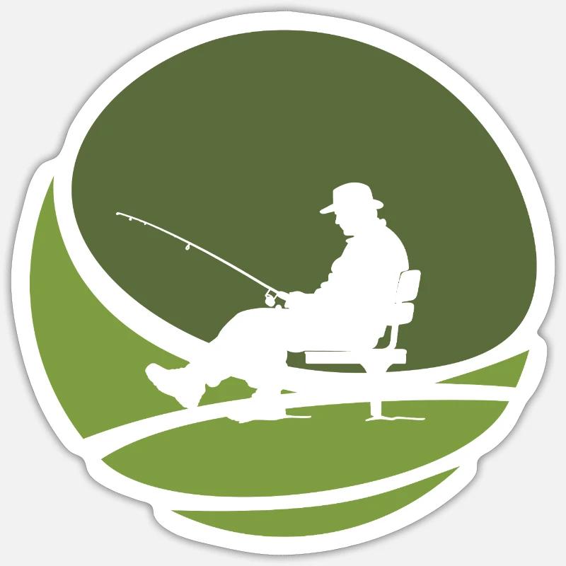 Pêcheur Pêche - Sticker taille S (10 x 10 cm) - blanc mat