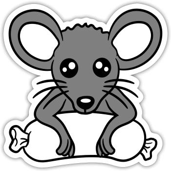 Souris grosse saucisse manger faim saucisse grillades - Sticker taille S (10 x 10 cm) - blanc mat - Devant