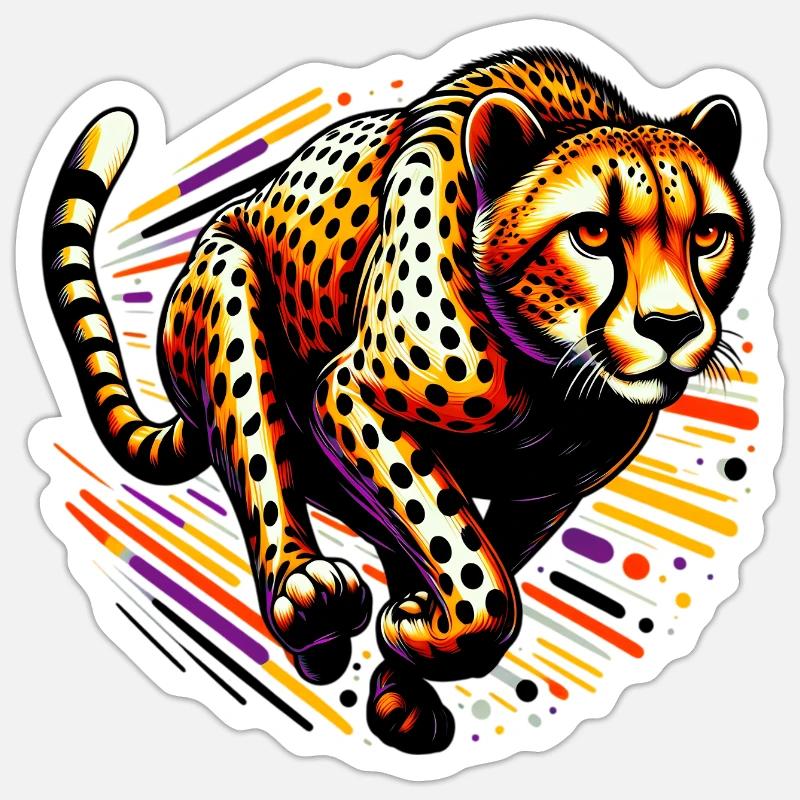 Guépard - Sticker taille S (10 x 10 cm) - blanc mat