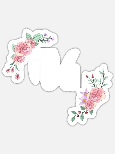 Rosa geblümter U-Buchstabe - Sticker Größe S (10 x 10 cm) - Mattweiß
