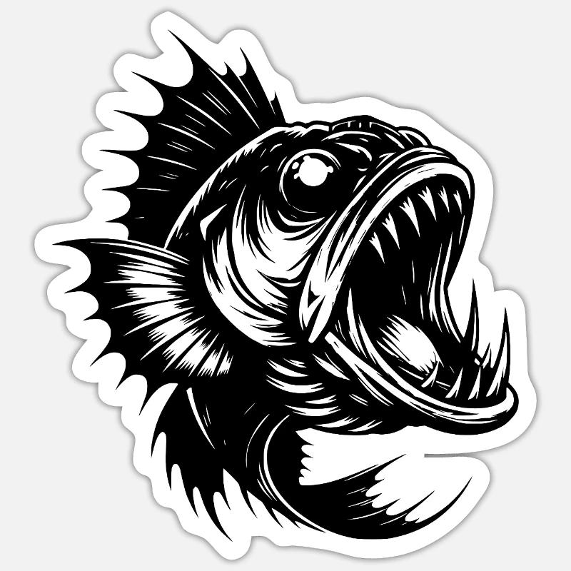 Furchteinflößender Meeresjäger mit riesigem Maul Sticker Größe S (10 x 10 cm)