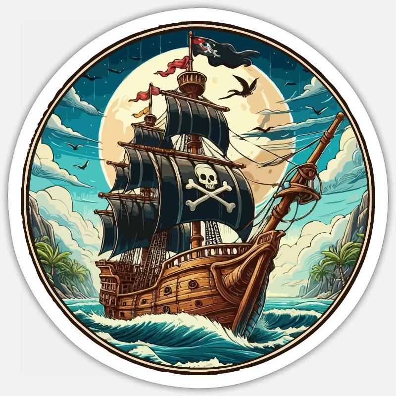 Pirate ship large - Sticker size S (10 x 10 cm) - white matte