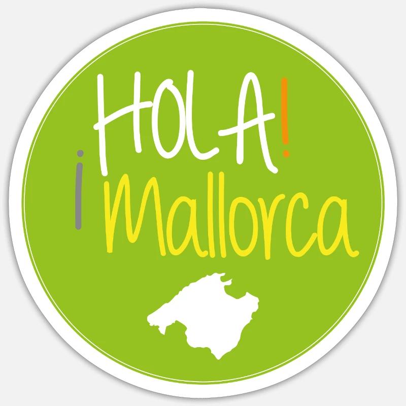¡HOLA! Mallorca Button grün - Sticker Größe S (10 x 10 cm) - Mattweiß