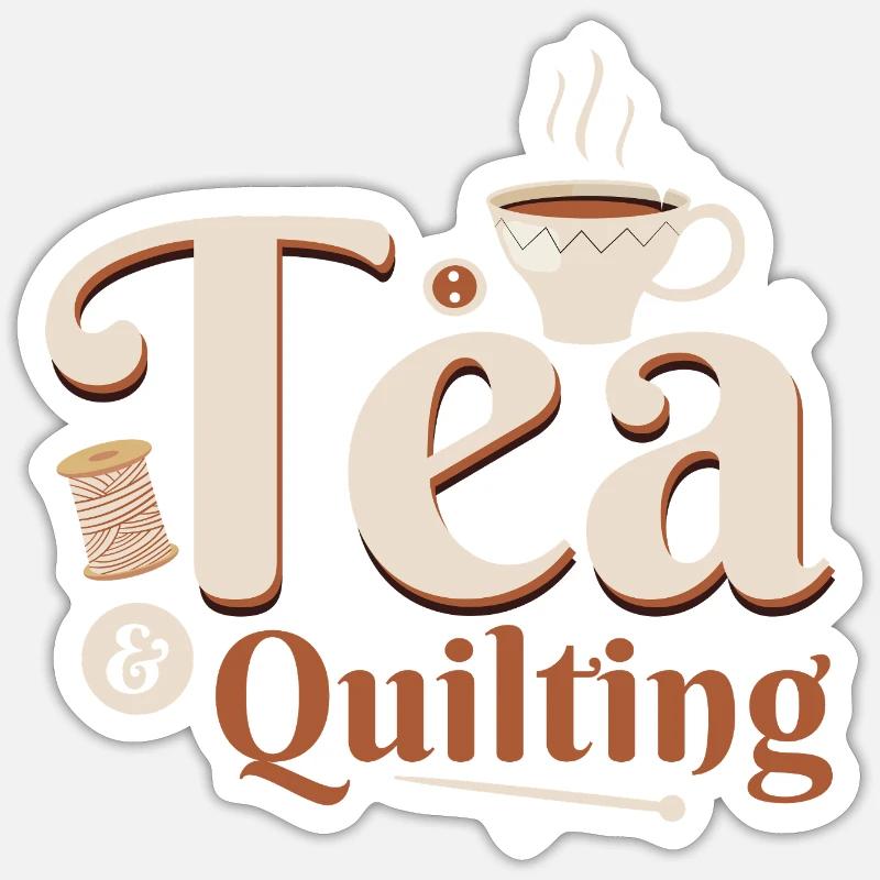 Tea & Quilting Quilter Sewing - Sticker size S (10 x 10 cm) - white matte